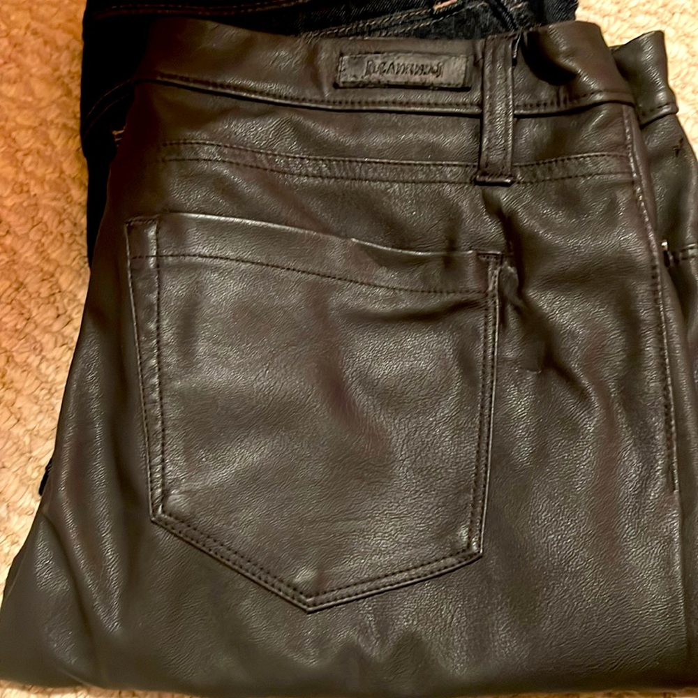 Blank NYC Leather Dark Grey Pants